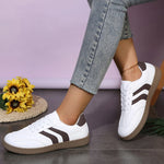 Plus Size 44 Women's Stripe Flats Fashion Lace Up Platform German Training Shoes Women Comfortable Non Slip Low Top Sneakers