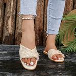 Women Open Toe Weave Slippers Ladies Outdoor Soft SoleFlats 2026 New Summer