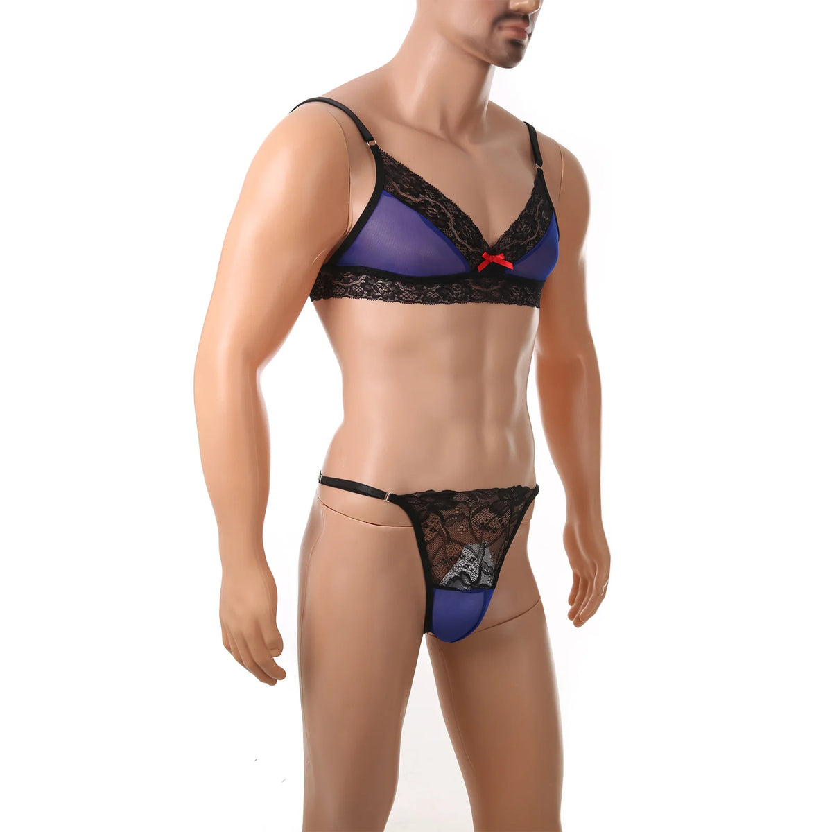 European and American men's sexy lace bra and panties temptation suit transvestite suit