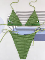 Halter Wrinkled Mini Micro Bikini Women Swimwear Female Swimsuit Two-pieces Bikini Set Brazilian Bather Bathing Suit Swim Lady