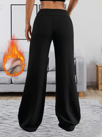 Warm Elegant High Waist Straight Leg Pants Soft Comfortable Fleece Lined Wide Leg Trousers Suitable For Casual And Formal Wear