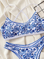 Sexy Flowers Printed Brazilian Bikini Female Swimsuit Women Swimwear Two-pieces Bikini Set Padded Bather Bathing Suit Swim Lady