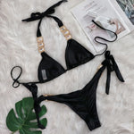 Sexy Rhinestone Bikini Set Women 2026 Luxury Pink Crystal Diamond Push Up Bandage Thong Swimsuit Beach Bathing Suit Swimwear