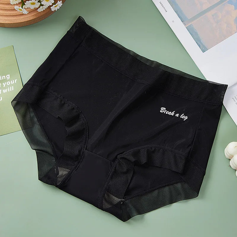 Plus Size M-3XL Underpants Summer One-piece Underwear Ice Silk Seamless Women's Panties Sexy High Waist Breathable Thin Briefs