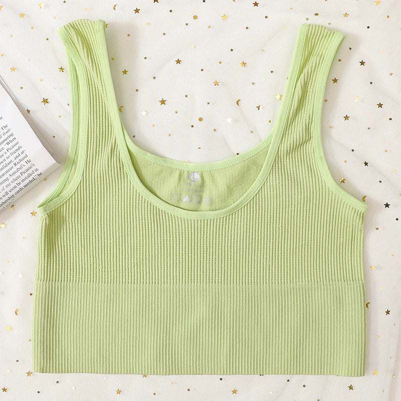 Seamless Bras For Women Streetwear Rib Sports Tank Top Sexy Lingerie No Pads Crop Top Female Fitness Underwear