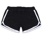 Women Cotton Shorts Yoga Short Pants Summer Fast Drying Sports Pants Contrast Binding Side Split Elastic Waist Casual Shorts