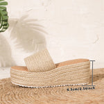 2026 Big Size 43 Summer Espadrilles Sandals Women Beach Vacation Mules Outdoor Slides Shoes Straw Weave Chunky Platform Sandals