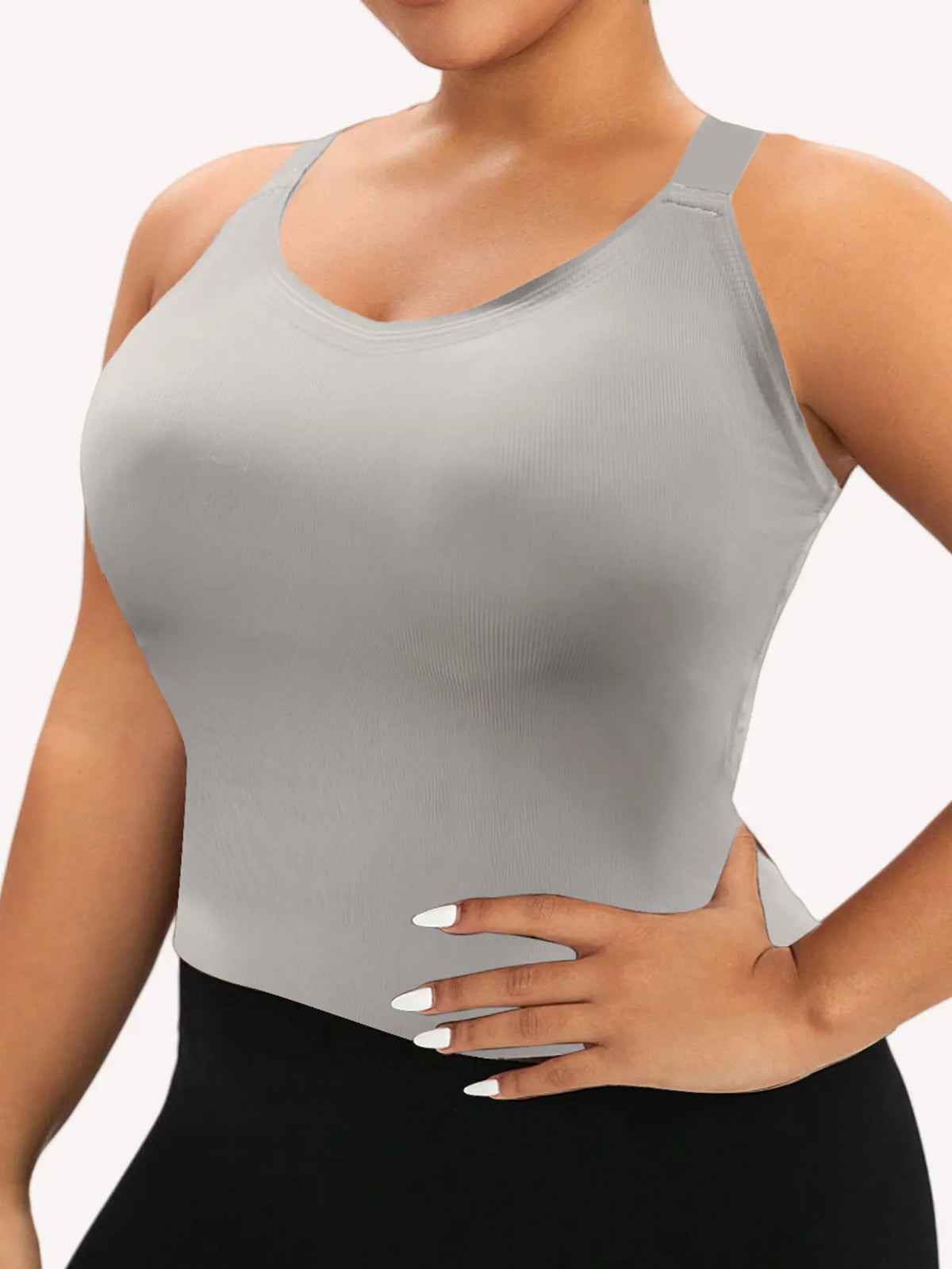 Women's Plus Size Wireless Seamless Bra Tank Top with Removable Pads Wide Straps Ribbed Breathable Thermal Warm Vest for Sports