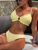Summer Ruffles High Waist Bikini Set 2026 Women Hollow Out Circle Push Up Bra Two Piece Swimsuit Beach Bathing Suit Swimwear