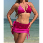 Pink 3PC With Skirt Gradient Bikini Women Swimwear Female Swimsuit Three-Pieces Bikini Set Padded Bather Bathing Suit Swim V6696