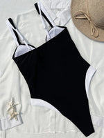 2025 Splicing U Neck High Leg Cut One Piece Swimsuit Women Swimwear Female Monokini Bather Bathing Suit Swim Beachwear Bodysuit