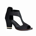 Fish Mouth High Heel Shoes Women's Summer Thick Heel Sandals Waterproof Platform Thick Sole Sexy Slim Back Zipper Hollow