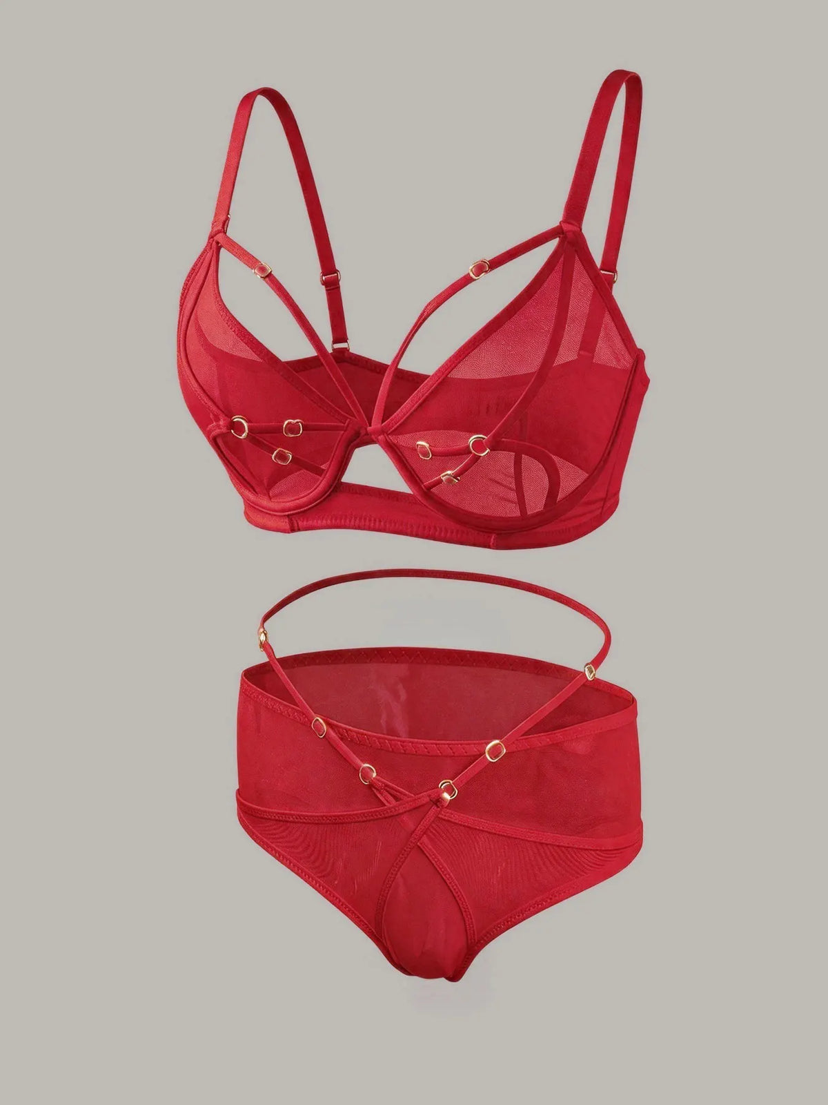 Ultra-Thin Mesh Lingerie Set with Thin Straps, Seductive Bra Set, Popular European and American Style, See-Through, Hot Nightclub Style
