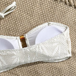 Brown Leaf Fishing Net Bandeau Bikinis Sets Front Hollow Out Sexy Swimsuit Woman 2026 Bead Swimwear Bathing Suit Bikini De Mujer