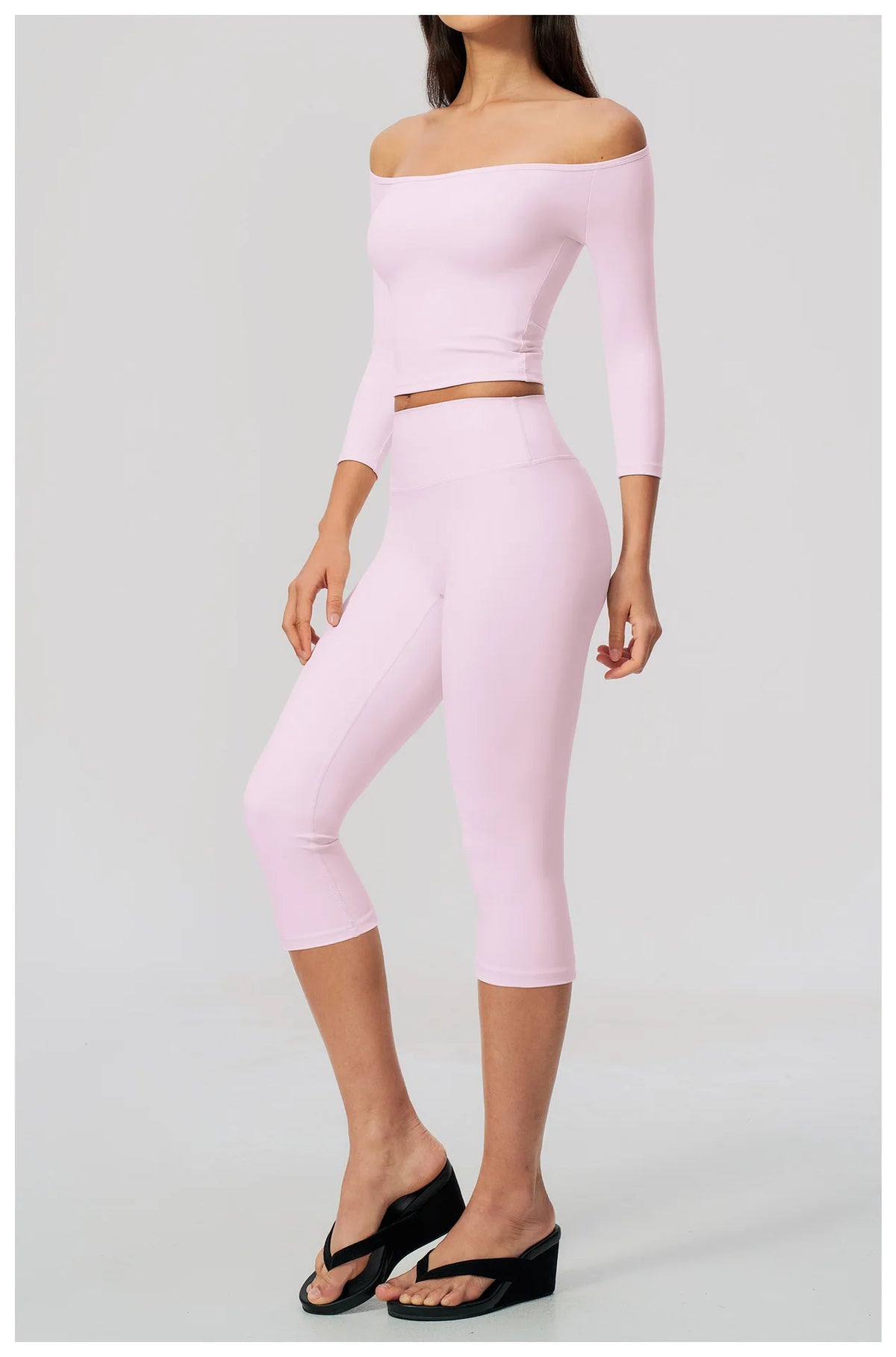 Fashion Mid Sleeve T-shirt Yoga Suits Tight Fitting Slim Sports Tops High Waist Peach Hip Mid Pants Gym Running Fitness Outfits