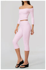 Fashion Mid Sleeve T-shirt Yoga Suits Tight Fitting Slim Sports Tops High Waist Peach Hip Mid Pants Gym Running Fitness Outfits