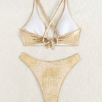 Shiny Pink Gradient Bikini Set 2026 Women Sexy Metal Circle Push Up Bra High Waist Swimsuit Beach Holiday Bathing Suit Swimwear
