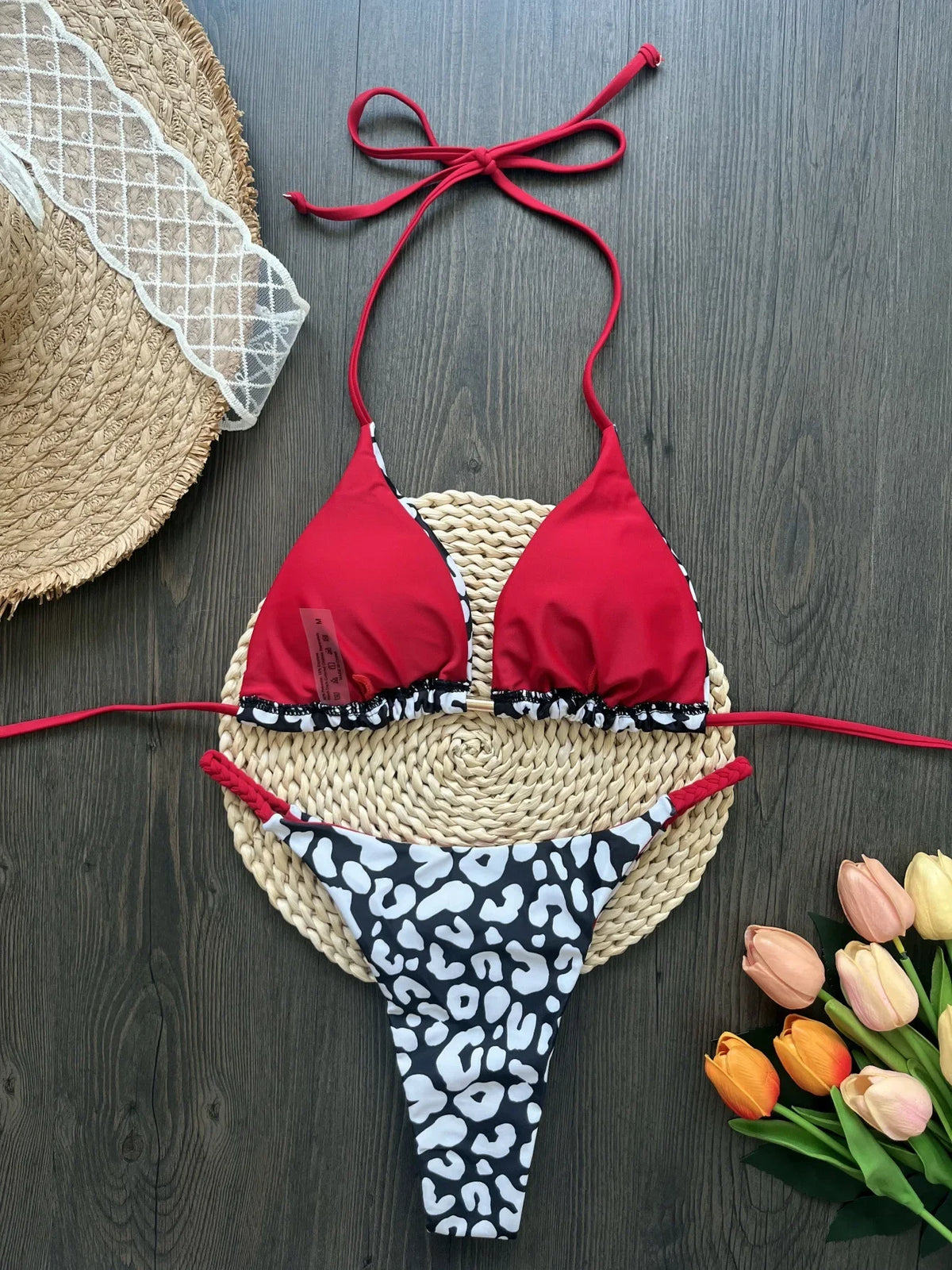 Leopard Halter Scrunch Butt Micro Thong Bikini Women Swimwear Female Swimsuit Two-pieces Bikini Set Bather Bathing Suit Swim