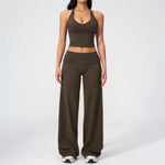 Women's Fitness Set Gym Tracksuit Breathable Sports Bra Flared Trousers Suit Workout Clothing Sportswear Female Athletic Wear