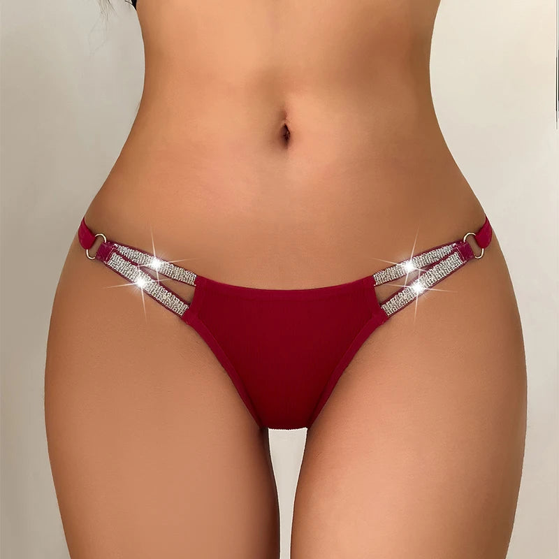 Hot Selling Women Sexy G-string Low Rise Exquisite Silver Ribbon Female Panties Breathable Intimate Lingerie Lady Thongs T-back