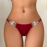 Hot Selling Women Sexy G-string Low Rise Exquisite Silver Ribbon Female Panties Breathable Intimate Lingerie Lady Thongs T-back