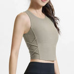 Women's Quick-Drying Breathable Yoga Vest for Fitness And Pilates Tight-Fit Exercise Top with Fixed Chest Cushion