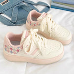Autumn Mix Color Plaid Sneakers Women Breathable Lace Up Sports Shoes Woman Comfortable Soft Insoles Running Casual Shoes Female