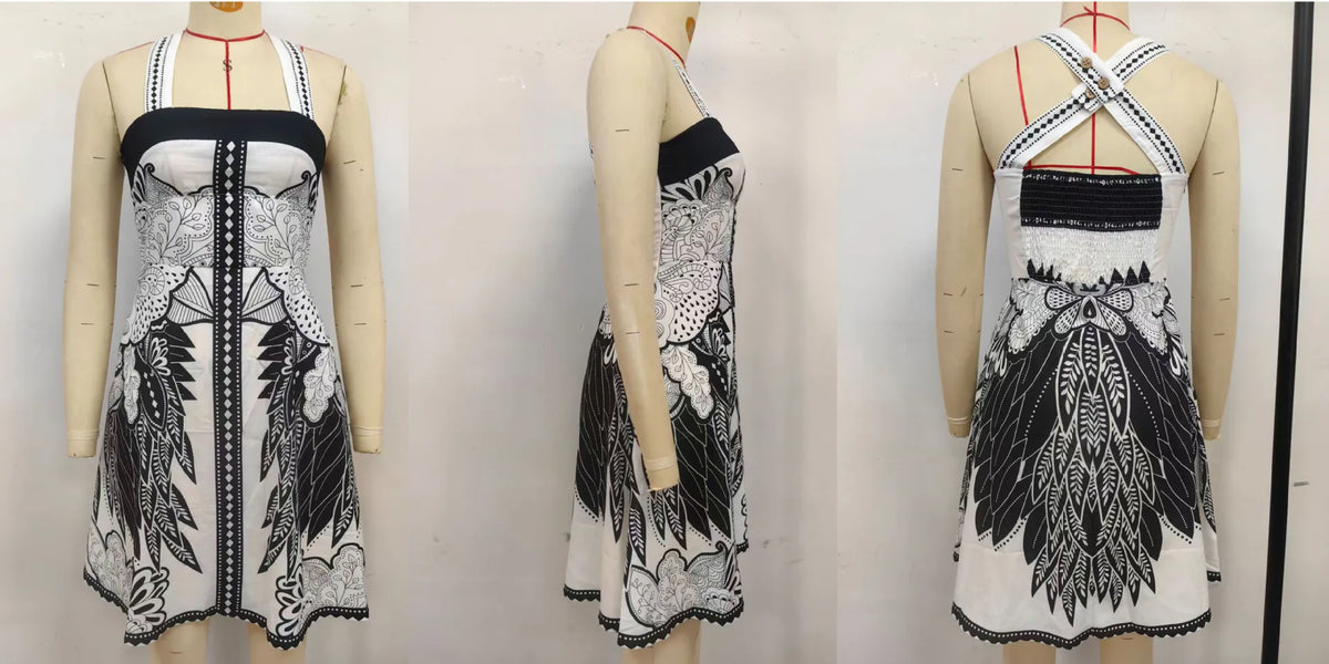 Fashion Color Bohemian Style Print Dress Women Summer New A-line Sleeveless Short Dresses Vacation Commuting Clothing Vestidos