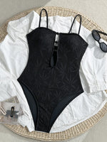 Leaves Printed Mesh Hollow Out Women Swimwear One Piece Swimsuit Female Monokini High Leg Cut Bather Slim Bathing Suit Swim Lady