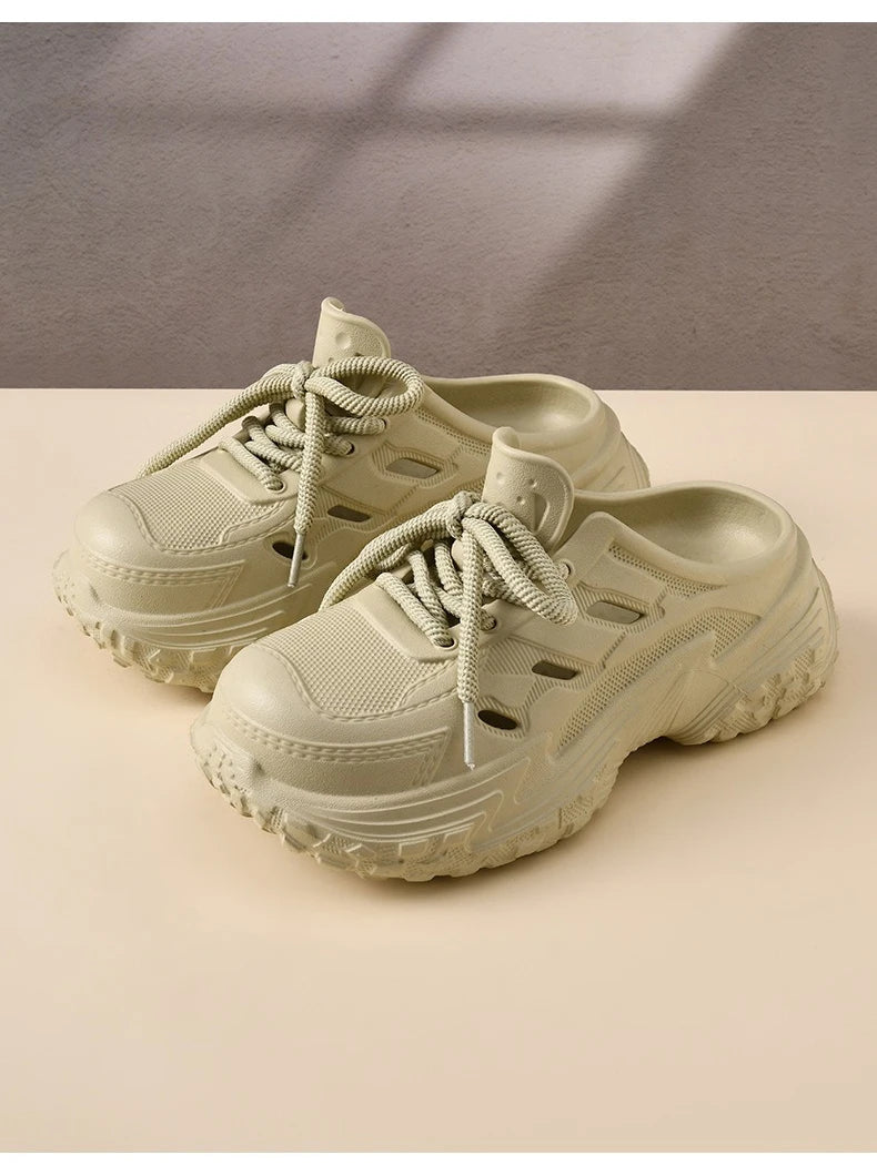 2026 New Leisure Platform Clogs For Women Men Summer Street House Shoes Soft EVA Lace-up Style Slippers Couples Beach Sandals