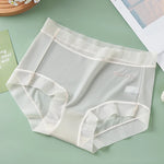 Plus Size M-3XL Underpants Summer One-piece Underwear Ice Silk Seamless Women's Panties Sexy High Waist Breathable Thin Briefs