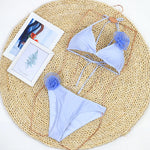 3D Floral Print Brazilian Micro Bikini Set Solid Color Sexy Women's Biquini Beachwear Swimming Suit for 2025