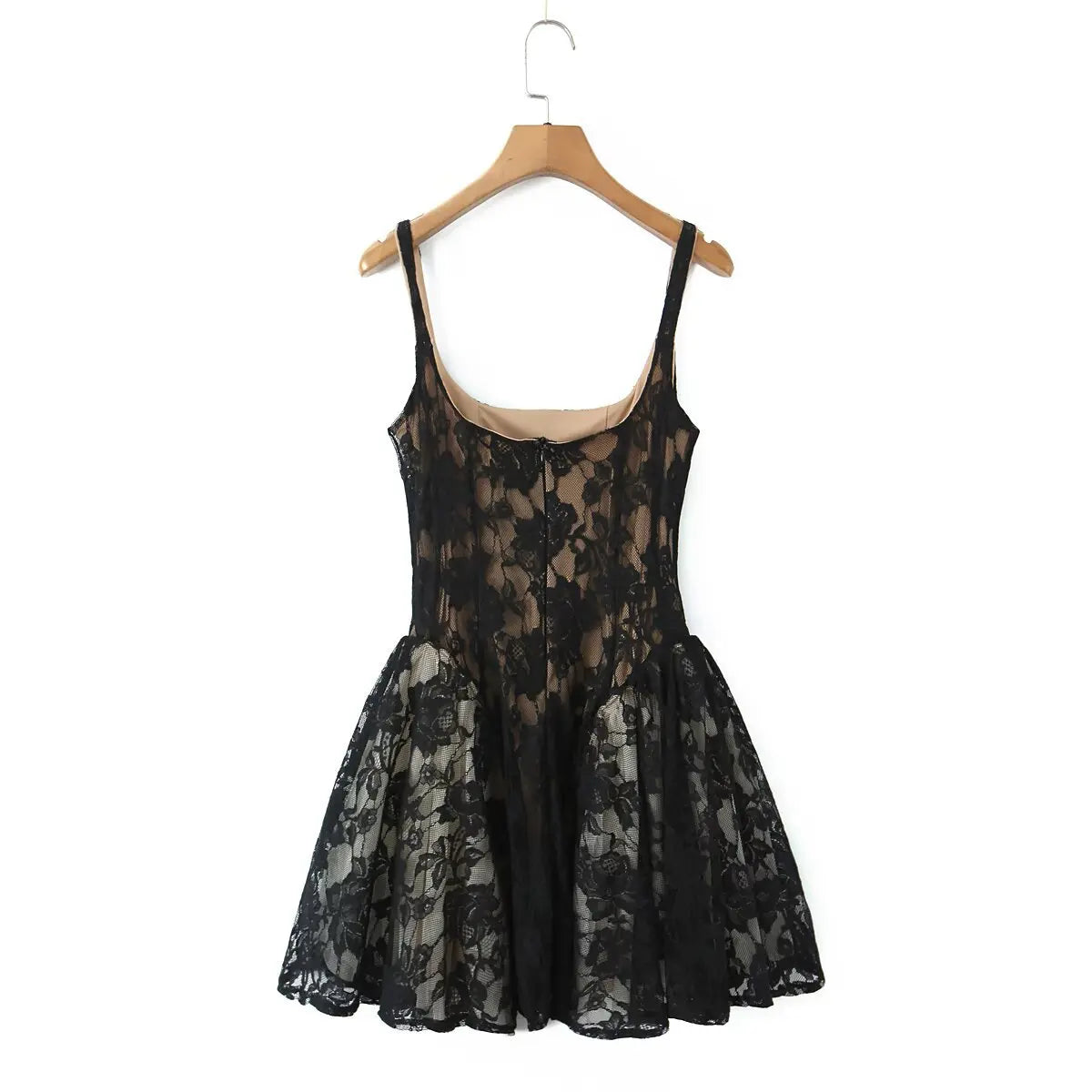 Women's Fashion Casual Sleeveless Lace Trimmed Dress Backless Deep V Suspenders Sleeveless Dress For Woman Charming Elegant D884