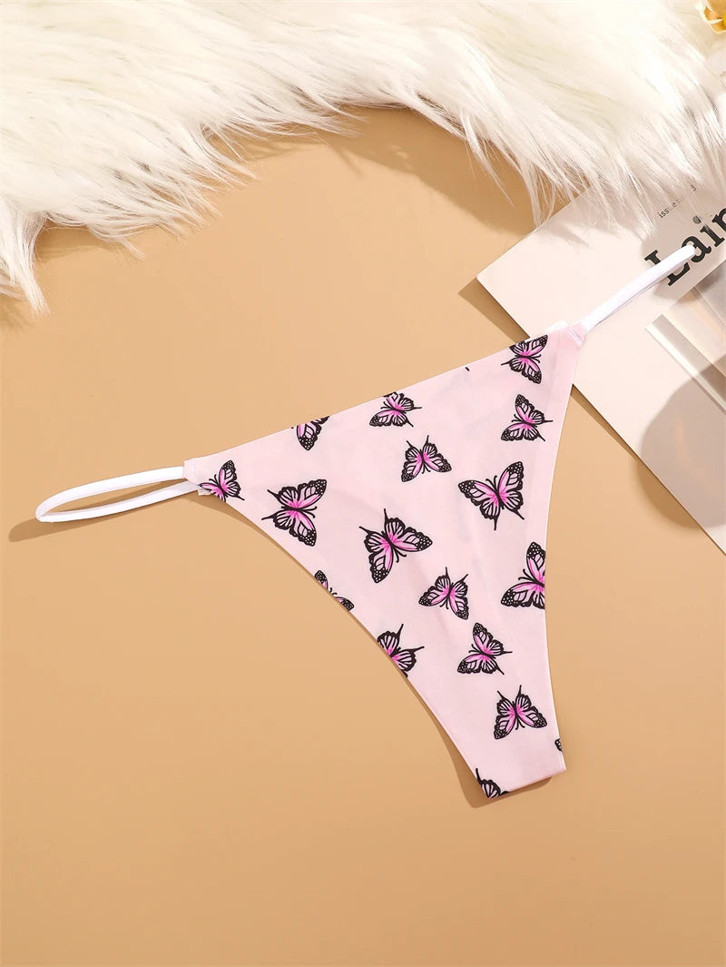 7PCS Women Seamless Leopard Butterfly Panties Sexy Ultra-thin Briefs Female Ice Silk No Trace Underwear Low Rise Soft Lingerie