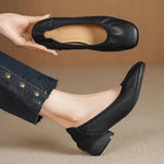 Comfortable Commuting Leather Shoes, French Style Shallow Low-Heel Single Shoes, Popular Women's 2026, Soft Sole Granny Shoes