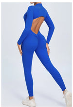 Women Sportwear Yoga Jumpsuit Zip Long Sleeve Back Open Outfit Fitness Tracksuit Tight One-piece Gym Overalls Sports Bodysuit