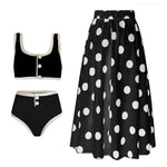 2024 Black White Retro One Piece Swimsuit Women Bow Tie Swimwear and Skirt Sexy Push Up Bathing Suit Monokini Beachwear Bodysuit