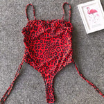 Sexy Lace Up Tummy Cut Out Monokini One Piece Swimsuit Women Swimwear Female Leopard Thong Bather Bathing Suit Swim Wear V1290