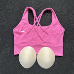 High impact Cross Back Hollow shoulder straps Gym Yoga Underwear Tight Women Fitness sport Bra Top Comprehensive Training pad