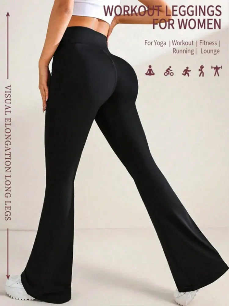 Nude Tight Yoga Pants High Waist Wide Leg Flared Trousers Spring And Summer Running Fitness Sportswear Plus Size Leggings Jeans