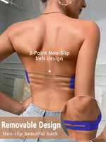 Blue strapless half cup gathering and lifting bra seamless invisible strapless sexy party women's Lingerie 6834