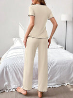 2026 New Women's Sleepwear Home Clothes Summer Loose Short Sleeved Pants Soft and Comfortable Casual Wide Leg Pants Hot Selling