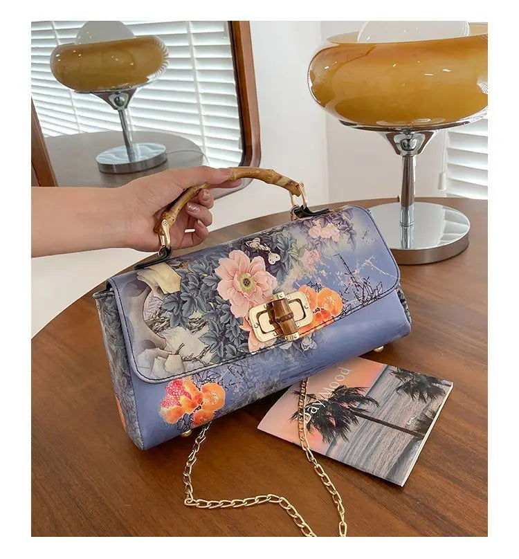Vintage Bamboo Top Handle Bag Classic Mother Chic Lady Bags Women Shoulder Crossbody Bag Chain Bags Women's Handbags Purses