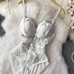 MOYISU Sexy Western Style Bodysuit for Women Sheer Net Halter Push Up Pads Summer Lingerie Figure Control See Through Hot Sale