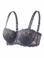 Floral Plus Size Women Bra Lace & Embroidery Push up Bra Comfort Thin Cup Underwire Support Lingerie Bra