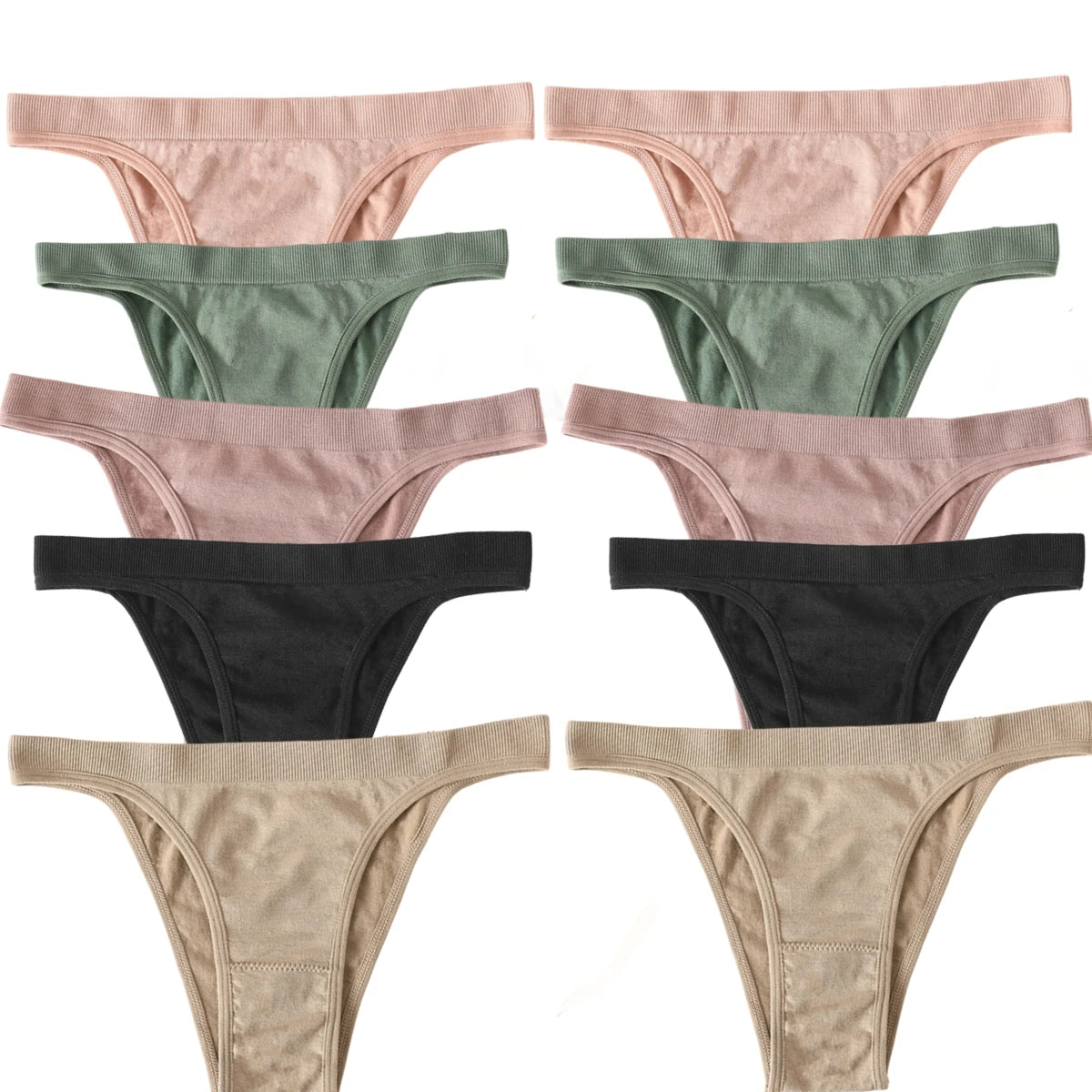 10Pcs/Set Women Seamless Panties Ribbed Underwear Sexy Lingerie High Leg Cut Female Sports Underpants Femme Thongs