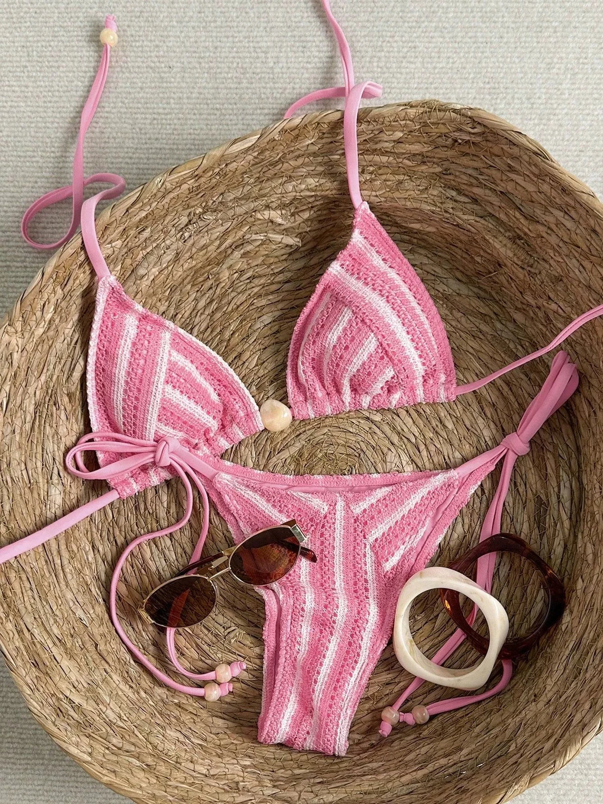 DEKA Weave Mash Pink Sexy Bikinis Set Swimsuit Women's Swimwear Push Up Female Beach Swimming Wear Bathing Suit Pool Bather 2026