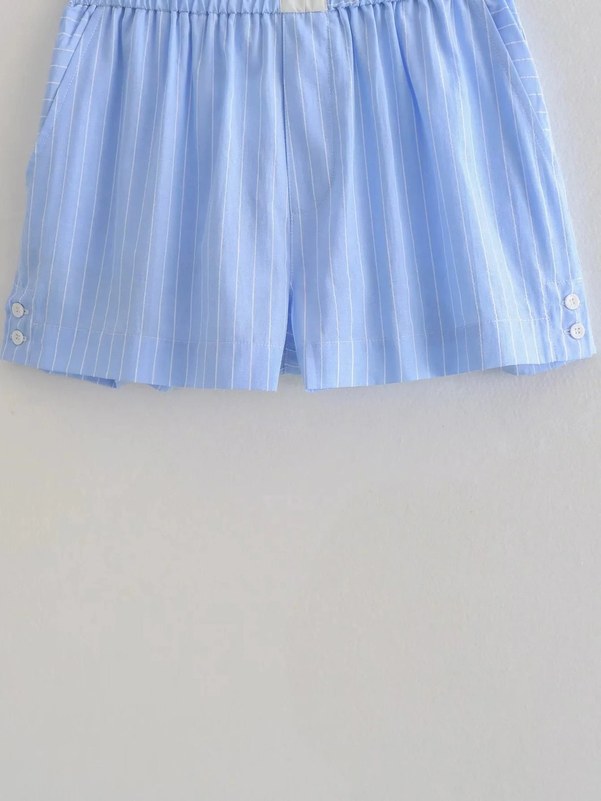 Foridol Stripes Crop Top+shirt 2 Pcs Outfits Women Casual Summer Autumn Casual Set Blue Matching Set Shorts Set Female Suit