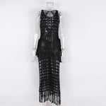 S-XL Sexy Hollow Out Fringe Tassel Knitted Crochet Tunic Beach Cover Up Cover-ups Beach Dress Beach Wear Beachwear Female V3800C