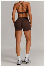 Women 2PCS Yoga Suit Sports Gym Set Tracksuit Workout Long Sleeve Shirt Fitness Flared leggings Short sleeve shorts running suit
